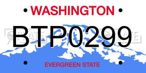 BTP0299 Washington License Plate