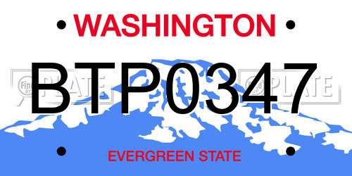 BTP0347 Washington License Plate