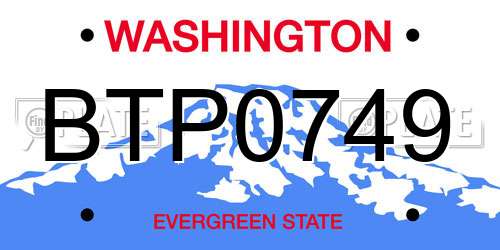 BTP0749 Washington License Plate