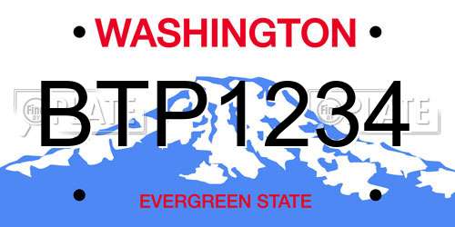 BTP1234 Washington License Plate