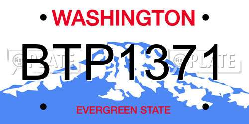 BTP1371 Washington License Plate