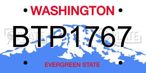 BTP1767 Washington License Plate