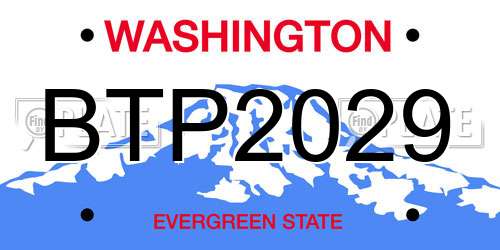 BTP2029 Washington License Plate