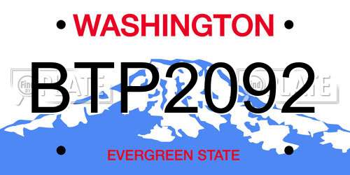 BTP2092 Washington License Plate