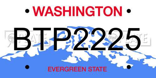 BTP2225 Washington License Plate
