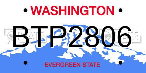 BTP2806 Washington License Plate