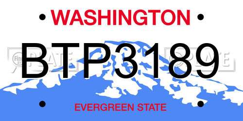 BTP3189 Washington License Plate