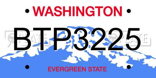 BTP3225 Washington License Plate