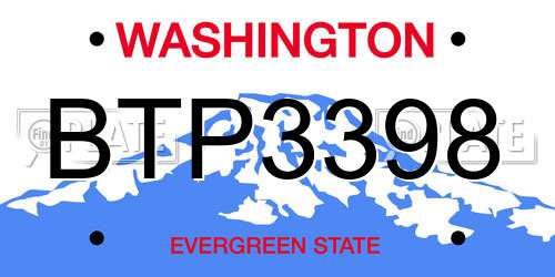 BTP3398 Washington License Plate