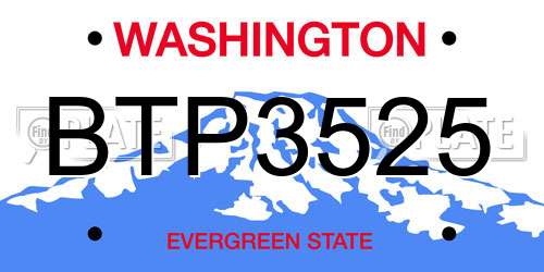 BTP3525 Washington License Plate