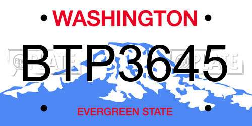 BTP3645 Washington License Plate