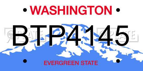 BTP4145 Washington License Plate
