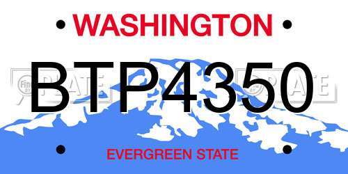 BTP4350 Washington License Plate