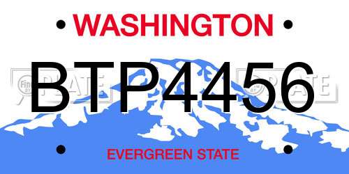 BTP4456 Washington License Plate