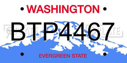 BTP4467 Washington License Plate
