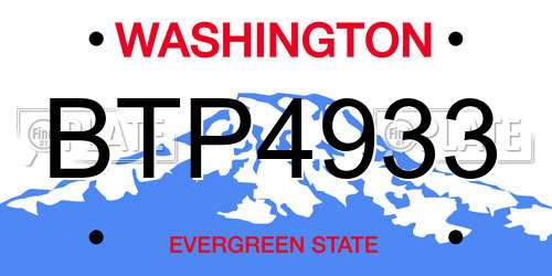 BTP4933 Washington License Plate