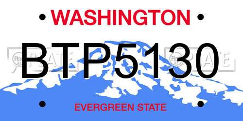 BTP5130 Washington License Plate