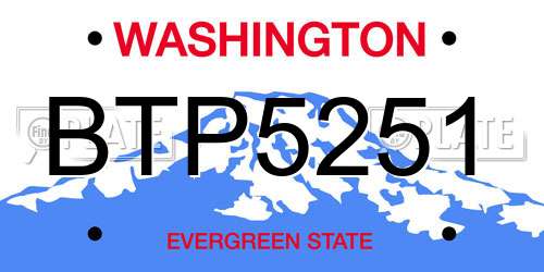 BTP5251 Washington License Plate