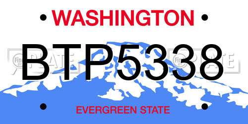 BTP5338 Washington License Plate