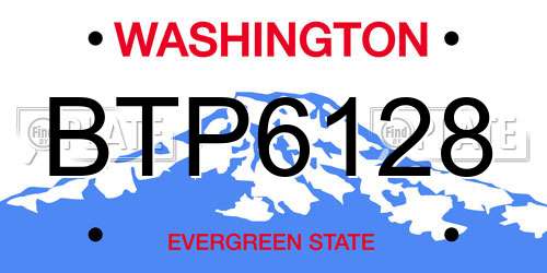 BTP6128 Washington License Plate