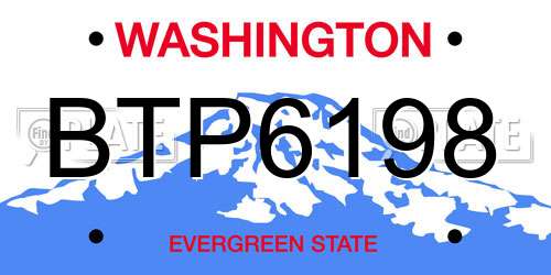BTP6198 Washington License Plate