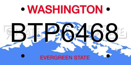BTP6468 Washington License Plate