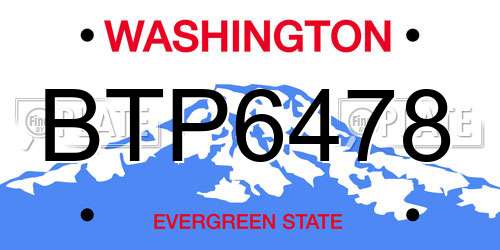 BTP6478 Washington License Plate