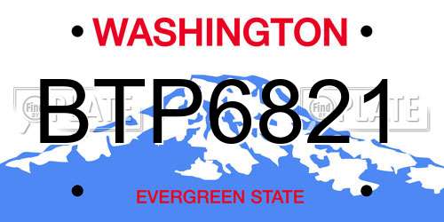 BTP6821 Washington License Plate