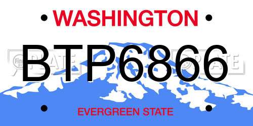 BTP6866 Washington License Plate