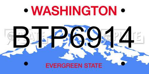 BTP6914 Washington License Plate