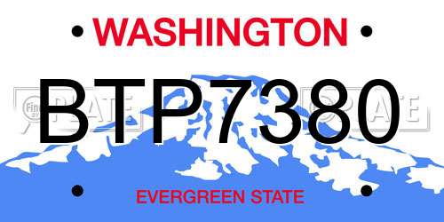 BTP7380 Washington License Plate