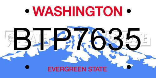 BTP7635 Washington License Plate