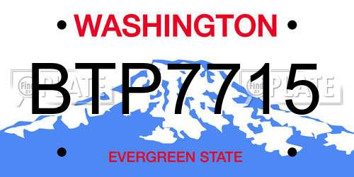 BTP7715 Washington License Plate