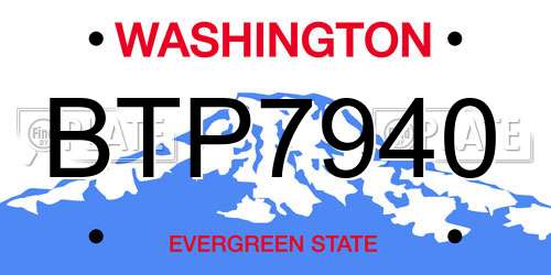 BTP7940 Washington License Plate