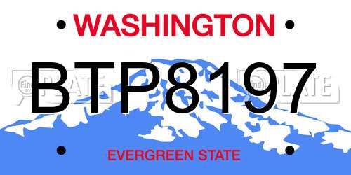 BTP8197 Washington License Plate