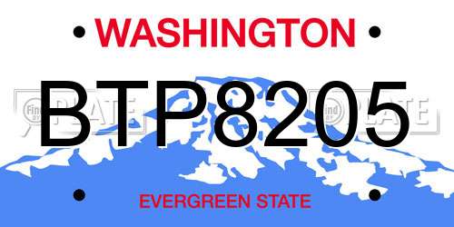 BTP8205 Washington License Plate