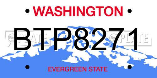 BTP8271 Washington License Plate