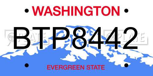BTP8442 Washington License Plate