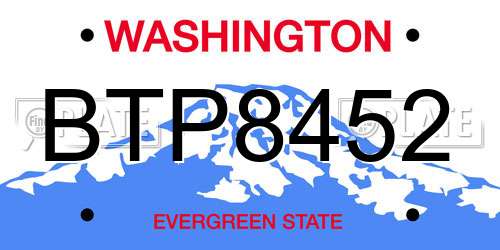 BTP8452 Washington License Plate