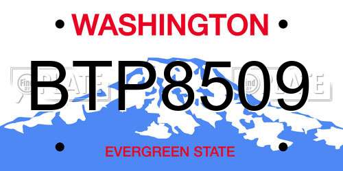 BTP8509 Washington License Plate
