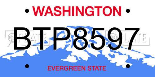 BTP8597 Washington License Plate