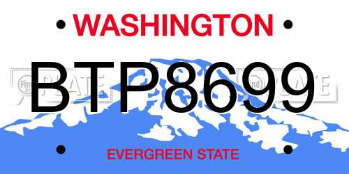 BTP8699 Washington License Plate