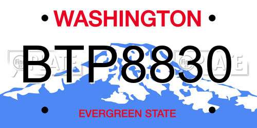 BTP8830 Washington License Plate