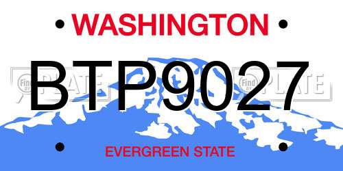 BTP9027 Washington License Plate