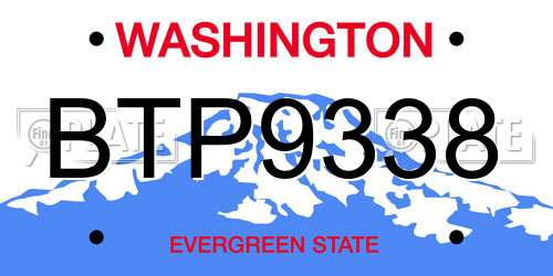 BTP9338 Washington License Plate