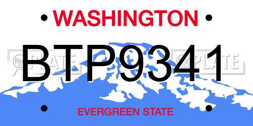 BTP9341 Washington License Plate