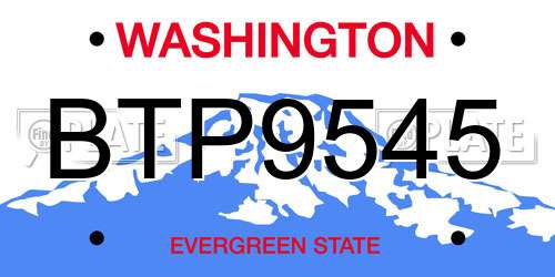 BTP9545 Washington License Plate