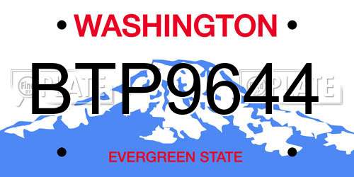 BTP9644 Washington License Plate