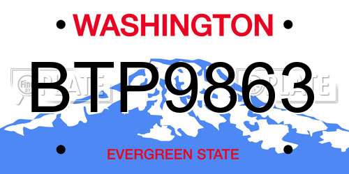 BTP9863 Washington License Plate