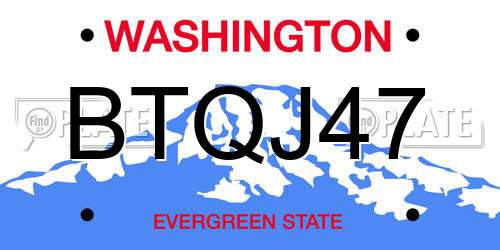 BTQJ47 Washington License Plate